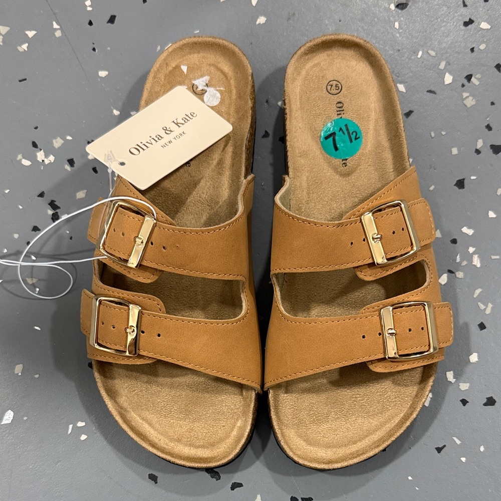 Olivia & Kate Women's Tan Buckle Sandals